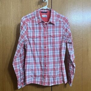 Columbia Silver Ridge Lite Omni-Shade Women’s Pink and White Plaid Shirt Size M